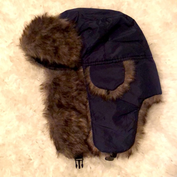 In Motion Design Inc Other - In Motion Design Inc Faux Fur Navy Aviator Hat
